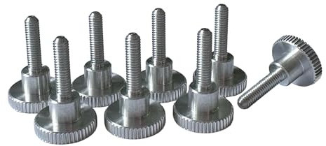 PrecisionGeek Vis moletées M4 x 16 mm, aluminium, 16 mm de diamètre, avec épaule, vis moletées droites DIN 464 M4 x 16 mm (8 pièces)