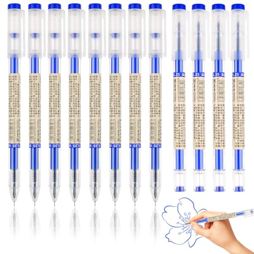 Hopton Penna a sfera, 12 pezzi, blu, penna a sfera liscia, penna gel, inchiostro liquido gel per ufficio, scuola, materiale scolastico, 0,35 mm