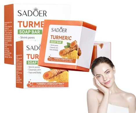 Wenrny Turmeric Soap Bar for Face & Body,2 Pcs Turmeric Cleansing Bar Soaps,Ginger Facial Soap for Women and Men,Smooth Skin,Deep Cleaning,Face & Body Cleanser,Women Hair Care Gifts