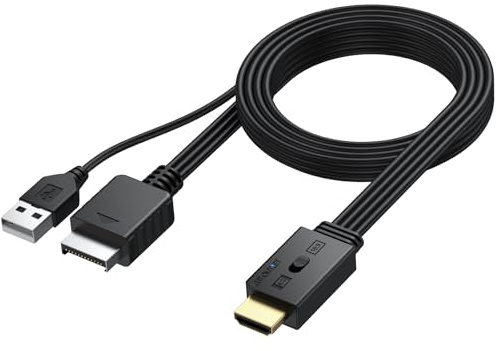 AUTOUTLET PS1/PS2 auf HDMI Adapter, Echt Plug and Play, Unterstützt 4:3/16:9 Konvertierung, 1080P HDMI Konverter für PS1/PS2 mit 150cm Kabel-Design, PS1 PS2 HDMI Kabel für HDTV Monitor