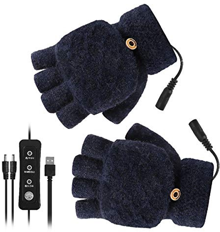 Guantes térmicos USB guantes unisex para mujeres y hombres manos de invierno guantes cálidos para ordenador portátil guantes térmicos completos y medio sin dedos calentadores de manos calentadores de