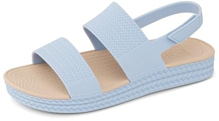 Reef Water Vista Higher Women's Platform Sandal - Adjustable Velcro Strap, Dusty Blue, 8 UK