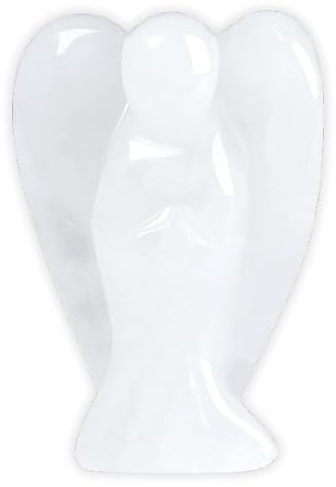 Crystal Angel Figurine - Gemstone Guardian Ornament for Spiritual & Positive Energy - Reiki Stone for Men & Women – Natural Healing Power Pocket Guardian Angels - 2 inch (SELENITE)