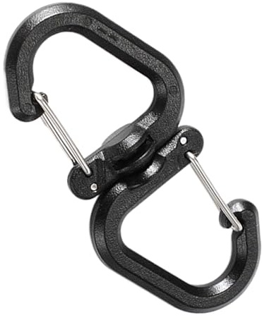 Mousqueton double rotatif à 360° - Crochet rotatif à 360° pour l'extérieur - Clip rotatif - Crochet de chaîne en S portable - Multi-usage - Mousqueton avec pivot à 360° - Pour sacs à dos