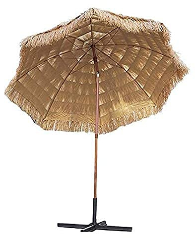 YYBOES Patio Umbrella Outdoor,Household Portable Straw Umbrella Folding Round Parasol Umbrella Surface Can Be Tilted Tropical Beach Umbrella with Base for Garden Balcony Deck