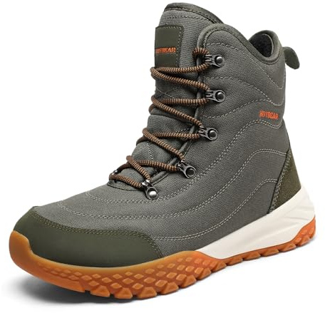 HOTBEAR Men's Thinsulate Insulated Winter Snow Boots with Wide Toe Box & Slip-Resistant Outsole | Orthopedic Arch Support for Cold-Weather Army Green Size 7