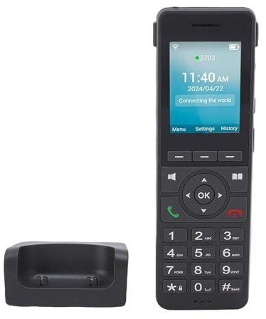 TIKATARER Teléfono Inalámbrico, Teléfono Residencial 4G LTE WiFi VoIP con Pantalla Grande de 2,4 Pulgadas, Botones Grandes BT y Anuncio de Identificador de Llamadas, Fijo Negro para Oficina en Casa