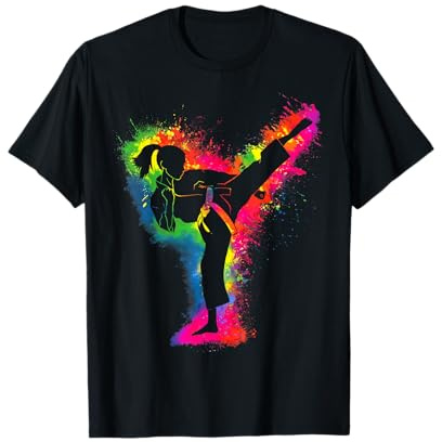 Retro Taekwondo Girl Martial Arts Karate Women Kids Girls T-Shirt