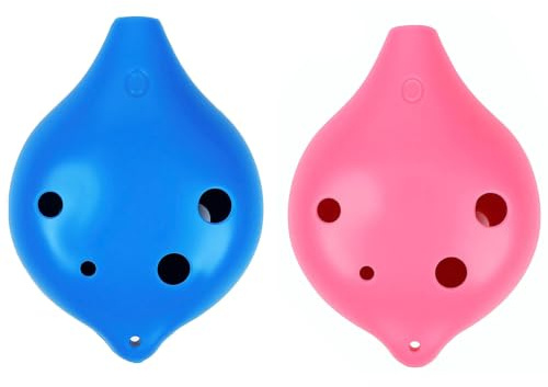 DVOFU 2 Pcs 6 Hole Ocarina Alto C Musical Instrument Pink And Blue Ceramic Ocarina for Beginners and Professional Performance.