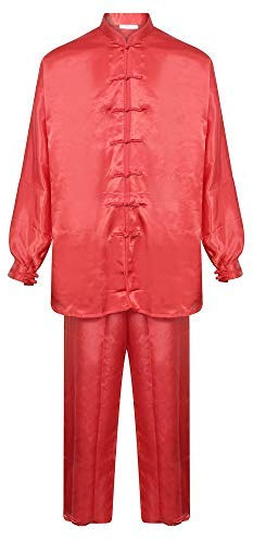 Playwell Tai Chi Red Genuine Silk Uniform Suit - 5/180CM