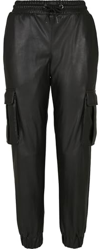Urban Classics Pantaloni Cargo Da Donna In Finta Pelle Donna, Nero, XXL