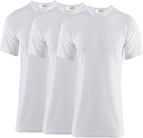Thread Linens 3 Pack Men's Thermals T-Shirt, Body Warmer Base Layer Thermal Underwear for Men - Size S-XXL (White, S)