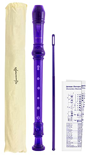 World Rhythm WR-804 Schulblockflöte, 3-teilige Diskant-Blockflöte, enthält Flötenputzer, Grifftabelle und Tragetasche - Violett