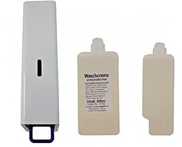 Seifenspender Kunststoff weiß INKLUSIVE Seifencreme 500 ml (Seife neutral, 1 Flasche)