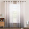 EMEMA Gardinen Transparent Vorhänge Voile Sheer Vorhang mit Ösen Farbverlauf Dekoschal Fensterschal für Schlafzimmer und Wohnzimmer 245 cm x 140 cm(H x B) 2er Set Weiß Grau