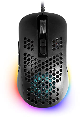 Defender Shepard GM-620L Gaming Maus mit Kabel, Computer Maus, Ergonomische Gaming Maus mit Seitentasten, PC Maus 5 Programmierbaren Tasten, RGB Led Computermaus, USB Maus 6 DPI-Einstellungen, Schwarz
