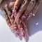 JUSTOTRY 24 Stück Stiletto Schmetterling Nägel Zum Aufkleben Lang,Pink French Künstliche Nägel,Cloud Mandel Kunstnägel Press on Nails,Pretty Fingernägel Fake Nails für Frauen
