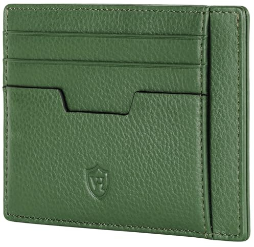 VON HEESEN Echtleder RFID Kartenetui aus Nappa-Leder - 9 Fächer - Querformat Kreditkartenetui für Damen & Herren (Grün)