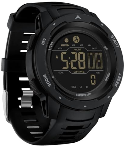 findtime Montre de Sport numérique Militaire pour Homme étanche 50M avec chronomètre Alarme Compte à rebours Double Temps