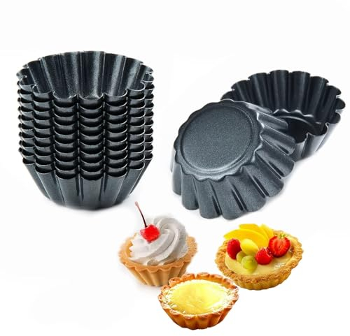 Comius Sharp Muffin Form, 12 Stück Mini Tarteform aus Kohlenstoffstahl, Kuchenformen, Törtchenformen, Antihaft Muffinform Kohlenstoffstahl Tartelette Förmchen, Wiederverwendbare (7.5cm)