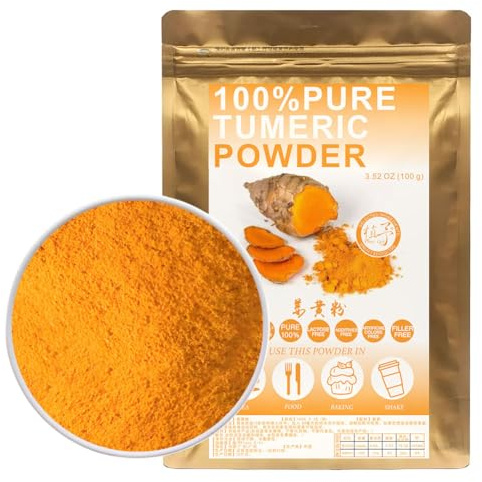 100% Natural Pure Curcuma Powder 100g/3.52oz 姜黄粉 Curcuma Longa (radice) per frullati, frullati, cottura e bevande, tè | Free da conservanti
