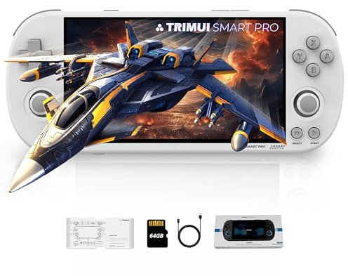 Trimui Smart Pro Handheld Game Console, Retro Hand Held Video Gaming Consoles with 64G/256G TF Card, 5 inch Screen Portable - White 64GB