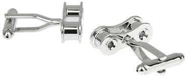 Gemelli in argento per uomo, kit di gemelli meccanici con catena per abito smoking, camicia, accessori, gioielli con scatola, 2 x 0.8 cm, Nessuna pietra preziosa