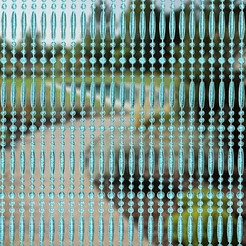 Trente Perlenvorhang Verschiedene Größen und Farben, Balkontür Fliegengitter, Insektenschutz Perlen, Fliegenvorhang Türkis 90 x 200 cm