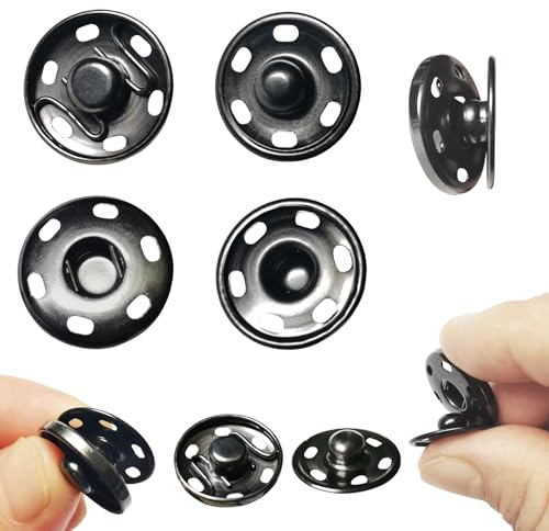 3/4 Sew-on Snap Buttons 50 Sets, 3/4 Inch Gunmetal Sewing Snaps, Fasteners Press Studs for Sewing Clothing Bags Bathrobe (19mm Gunmetal)