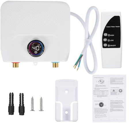 Mulcort Calentador de agua eléctrico sin tanque (6500 W, 220 V, calentador de agua instantáneo, temperatura constante, con control remoto digital a petición, calentador de agua