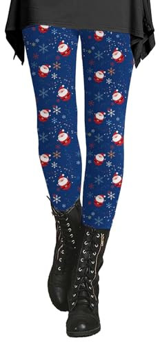 Weihnachtshose Leggings Winter Damen Warme Blickdicht Weihnachts Hosen Stretch Lang Weihnachtsleggings High Waist Scrunch Winterleggings Weihnachtsmotive Thermo Leggings Reitleggings