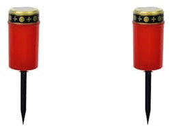 eaaerr Velas LED parpadeantes solares para tumbas con 2 luces LED para tumbas al aire libre, resistente a la intemperie, funciona con energía solar, llama artificial parpadeante