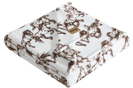 Wrangler - Coperta in morbido pile, ispirata a Yellowstone, decorazione occidentale per letto o divano (Mustang, 127 x 178 cm)