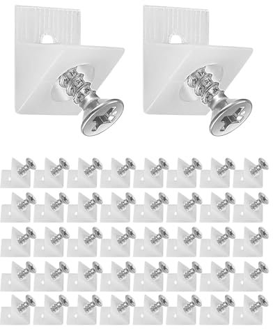 TPZORJX 40Pcs Cales en Plastique pour Meuble Tiroir, Fond de Tiroir Connecteur avec Vis Équerre De Fixation Renfort Connecteur Arrière Stabilisateurs pour Réparer Affaissement Étagère Meuble