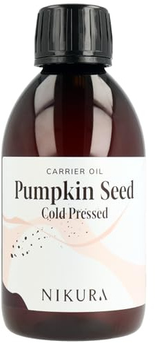 Nikura Pumpkin Seed Oil (Cold Pressed) - 250ml | For Skin, Hair, Body, Face | Moisturising Carrier Oil | Vegan & UK Made | BPA Free