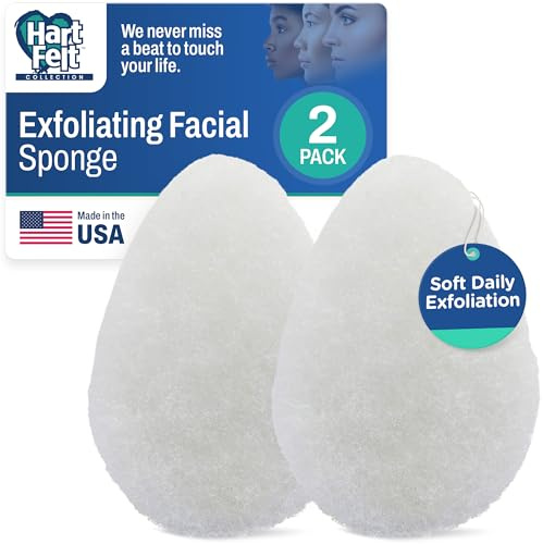 HartFelt 2ct Tear Drop Face Scrubber for Women | Reusable Facial Sponges for Daily Cleansing | Facial Exfoliating Pads for Removing Dead Skin, Dirt & Makeup | Made in USA