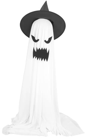 Ipetboom Standing Light Up Halloween Ghost Decoration Weather Resistant Outdoor Decor with Remote Control for Garden Front Door Porch Lawn Family Friendly Spooky Prop