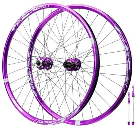 QHYRZE Juego De Ruedas Bicicleta De Montaña 26 27,5 29 Ruedas MTB Freno De Disco Delantera Trasera Ruedas QR 100/135mm 32H Llanta De Aleación De Aluminio, para Cassette 7-12s(Purple wheelset,26'')