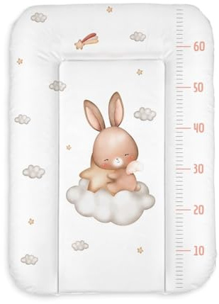 Matelas à langer 50x70 cm blanc avec lapin – imperméable & facile à nettoyer, doux pour nouveau-né – coussin à langer pour table à langer – matelas de change bébé