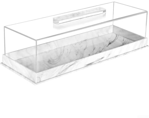 Plateau de service rectangulaire en acrylique avec couvercle, grand récipient alimentaire pour cupcakes, gâteaux, fromage, fruits et pâtisseries, couvercle transparent avec poignée et base