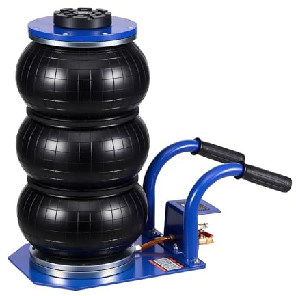 VEVOR Gato Neumático de 3 T con 6 Tubos de Acero, Mango Corto y Triple Bolsa de Aire, Altura Máxima de Elevación de 45 cm, para Coches, SUV, Camionetas y Talleres, 510 x 268 x 140–450 mm, Azul