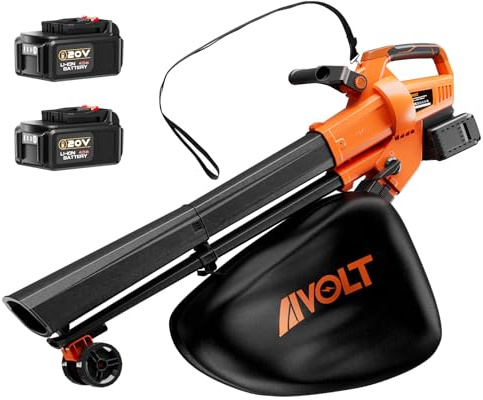 AIVOLT 40V Cordless Leaf Blower and Vacuum, 3-in-1 Leaf Blower with 8000mAh Battery, Turbo Boost (257 km/h, 17m³/min), 15:1 Mulching, 40L Bag, Wheels & Strap for Garden, Lawn, Patio