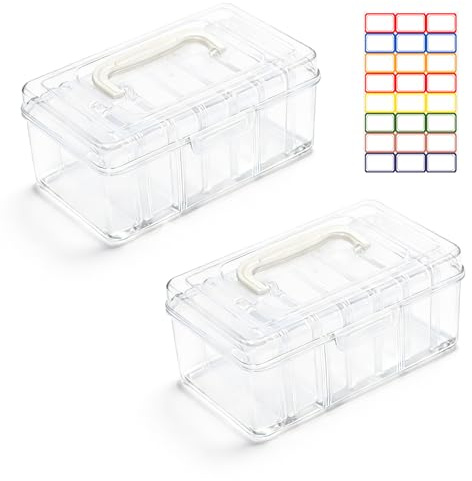 Neikafan 2 Pezzi Scatola Box Porta Carte Magic e 14Pcs Scatole Trasparenti per Cartes in Plastica Porta da Gioco Scatola Portaoggetti per Piccoli Articoli, Carte di Magic Organizzatore