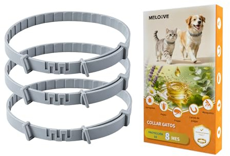 Meloive Collier Antipuces et Anti-tiques pour Chats, 3 Pièces