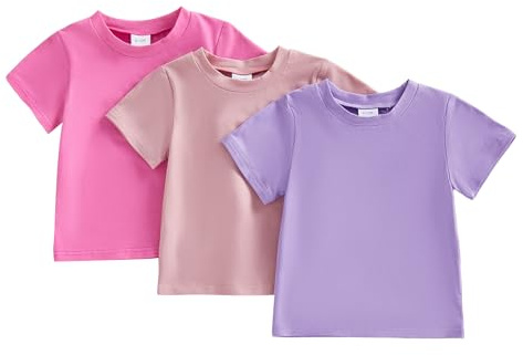 BeliBacca 3 Pack Unisex Baby Cotton T-Shirts Solid Color Short Sleeve Tops | 3 Pack Baby Tees Toddler Girls Boys Cotton Pullover Top Crew Neck Basic Tees Toddler Soft Jumper Kids Summer Clothes