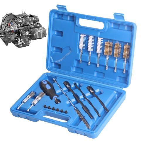 Pulitore Per Iniettori – Nylon Acciaio 19 Pezzi | Set Di Spazzole Per La Manutenzione Del Motore Strumento Per La Rimozione Carbonio | Kit Di Pulizia Del Corpo Farfallato Sedile