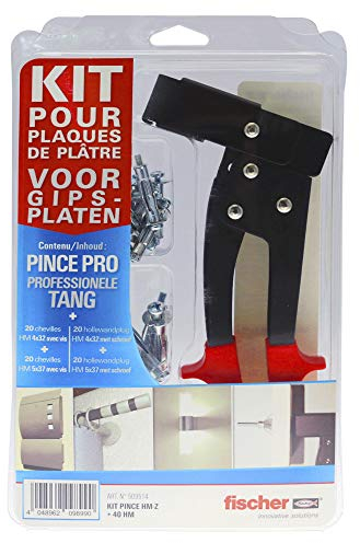 fischer - Set bestehend aus Einer Zange und 40 Metalldübeln für Hohlkörper HM