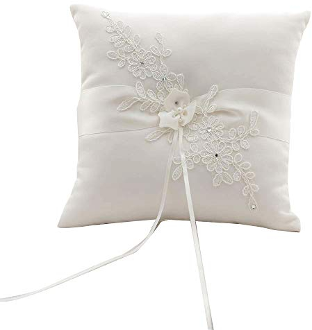 Awtlife - Cojín de boda, diseño de flores, color marfil, para playa o boda de 21 cm