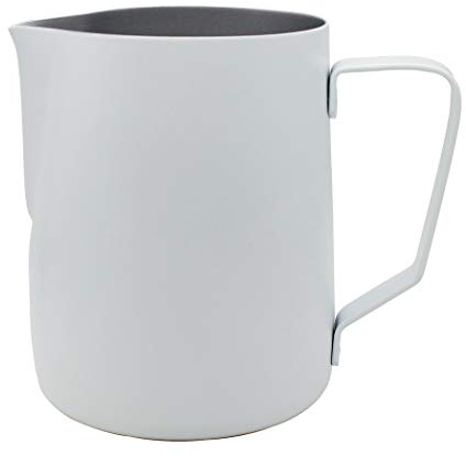 Abcsea 1 Pezzo Bricco per Latte in Acciaio Inox, Brocca di Latte, Brocca in Acciaio Inox, Montalatte Latte, Schiuma di Latte, caffè Latte Art Penna caffè, Bianca 350ml/12oz