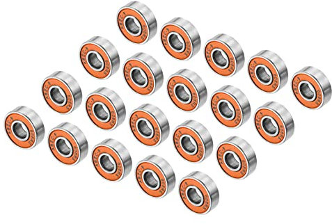 PATIKIL Skateboard Cuscinetti, 20pz 608RS Profonda Scanalatura Sfera Cuscinetti per Roller Inline Pattini Longboard Scooter, Arancione